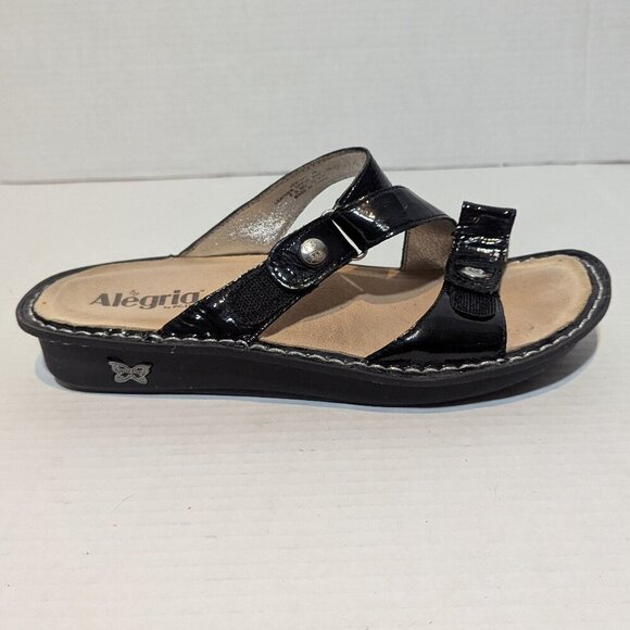 Alegria By PG Lit Black patent Leather Comfort Sandals 39 8 - Picture 3 of 8